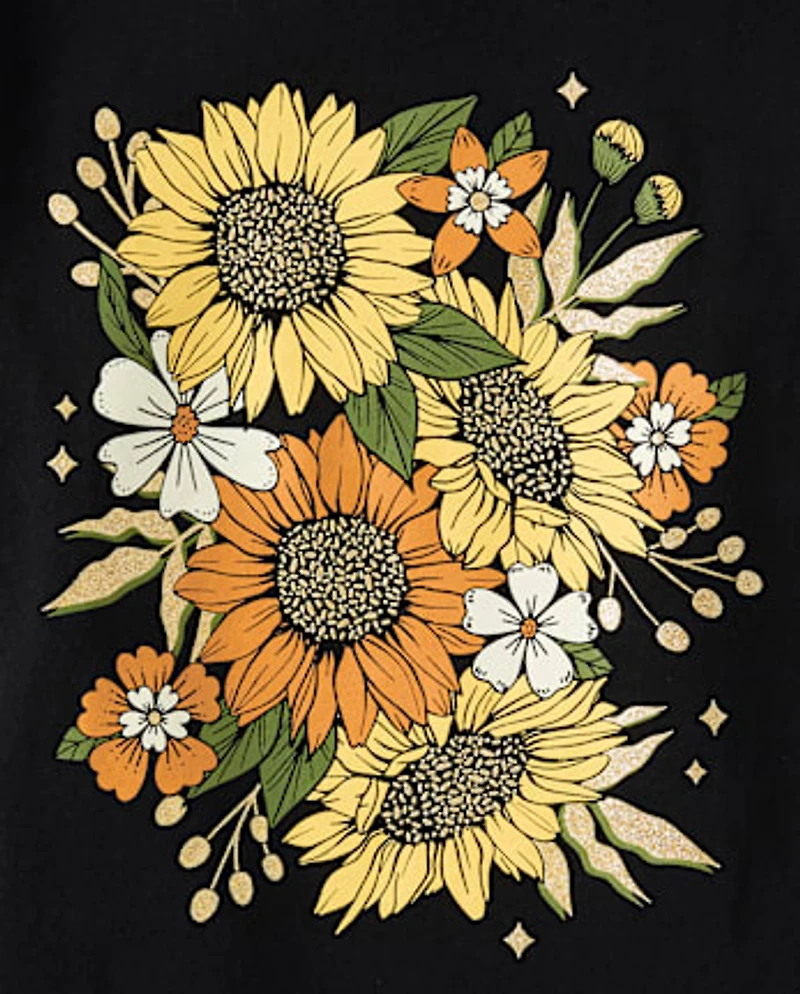 Girls Sunflowers Graphic Tee