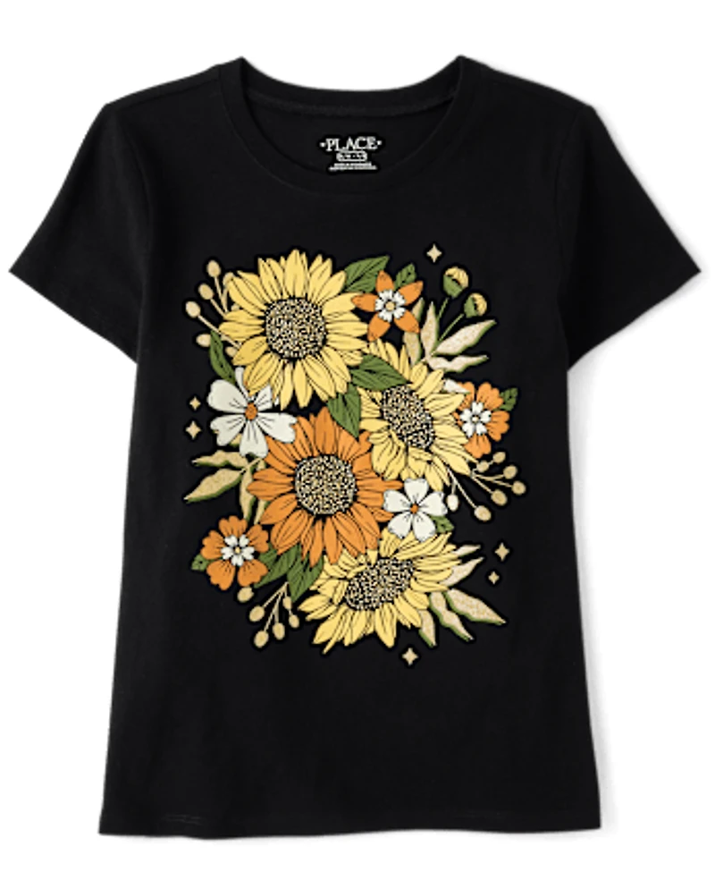 Girls Sunflowers Graphic Tee