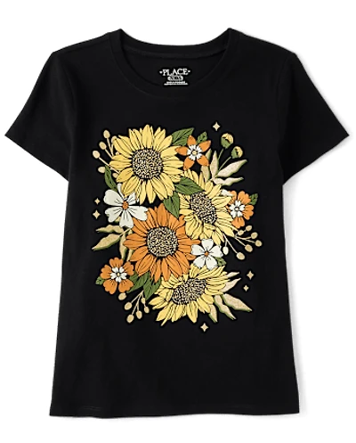 Girls Sunflowers Graphic Tee