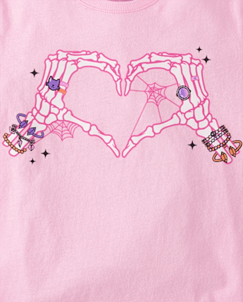 Girls Skeleton Heart Graphic Tee