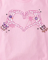 Girls Skeleton Heart Graphic Tee