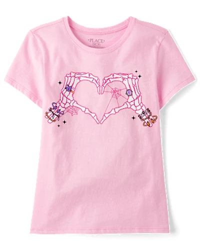 Girls Skeleton Heart Graphic Tee