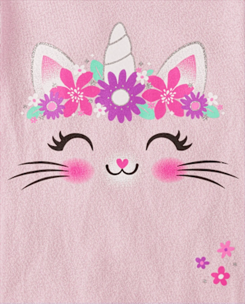 T-shirt graphique licorne et chat pour bébé petite fille