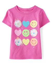 Baby And Toddler Girls Soccer Hearts Graphic Tee