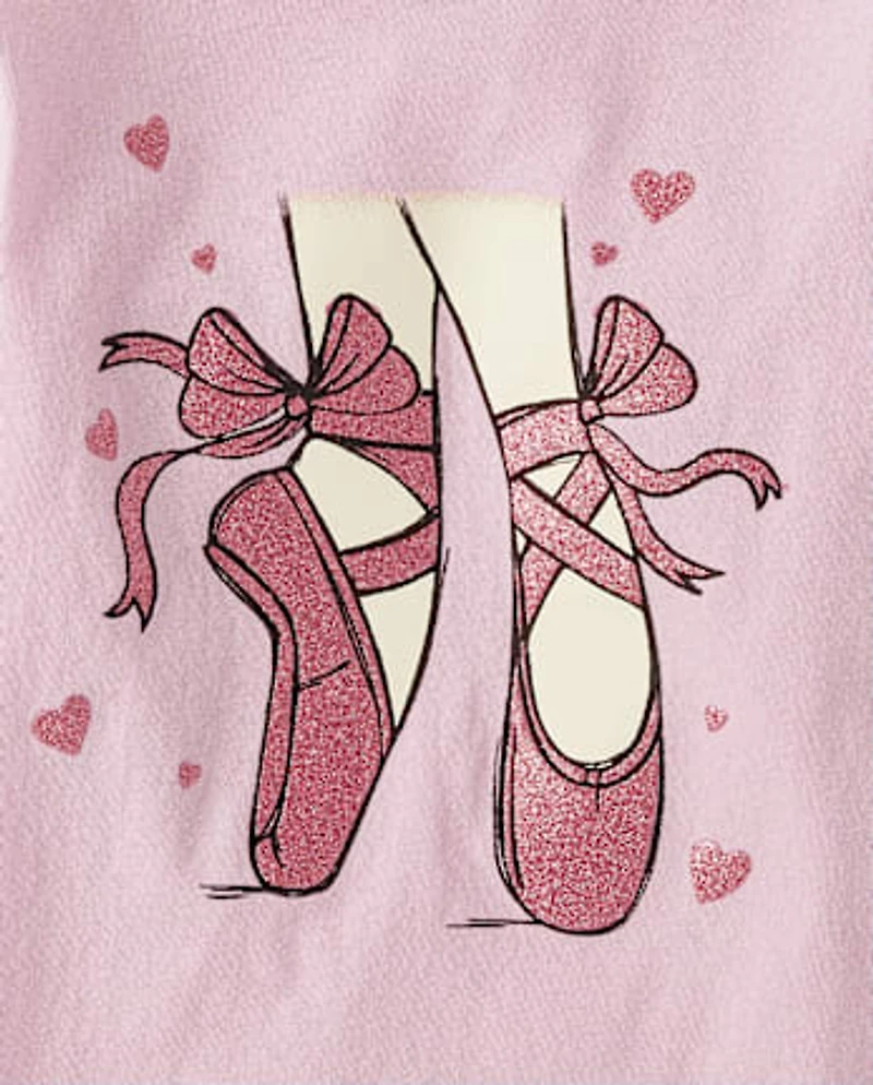 T-shirt graphique pour bébé et petite fille, motif ballerines pointes