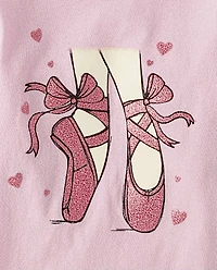 T-shirt graphique pour bébé et petite fille, motif ballerines pointes