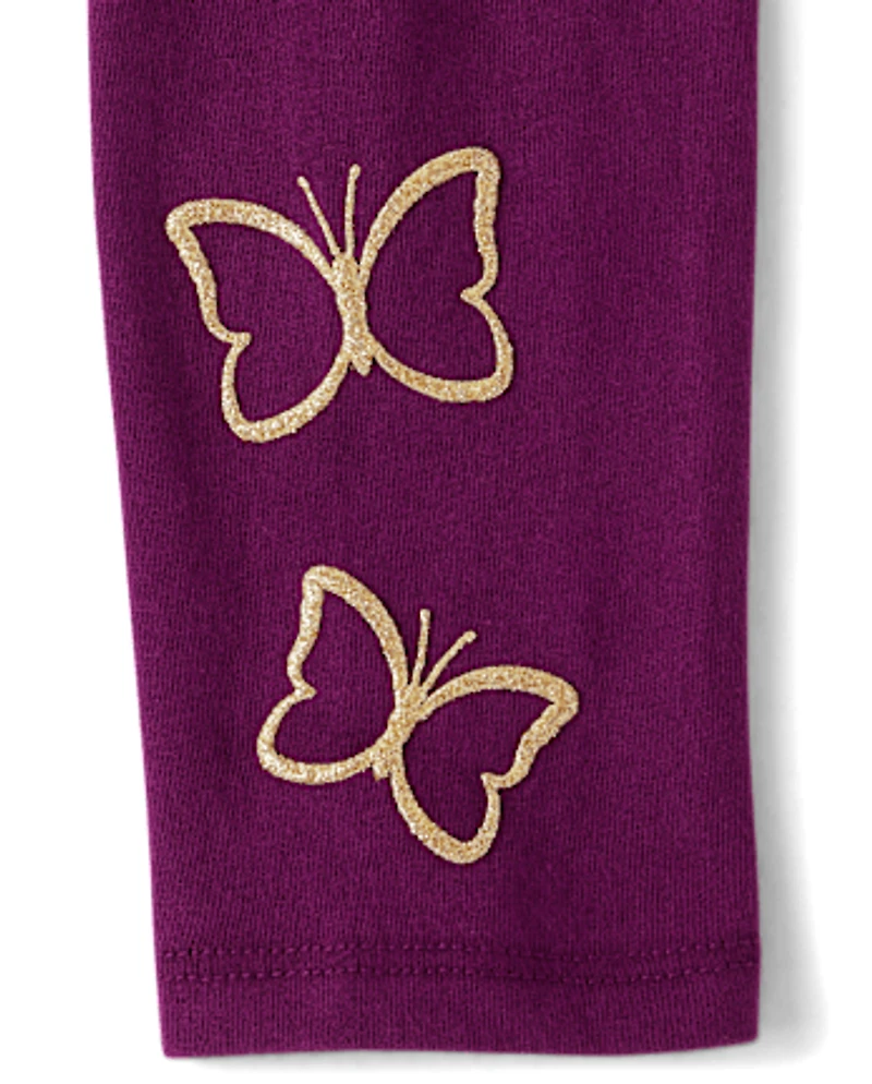 Baby And Toddler Girls Floral Butterfly Graphic Tee