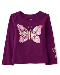 Baby And Toddler Girls Floral Butterfly Graphic Tee