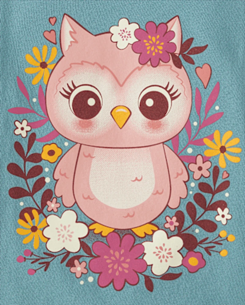 Toddler Girls Flower Owl Graphic Tee
