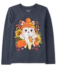 Girls Ghost Cat Graphic Tee