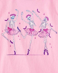 T-shirt graphique ballerines squelettes pour filles