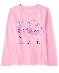 T-shirt graphique ballerines squelettes pour filles