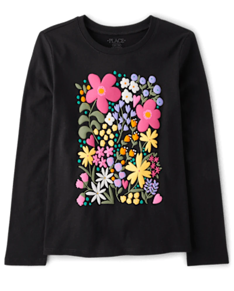 Girls Flowers Graphic Tee