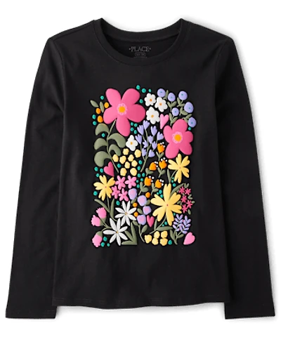 Girls Flowers Graphic Tee