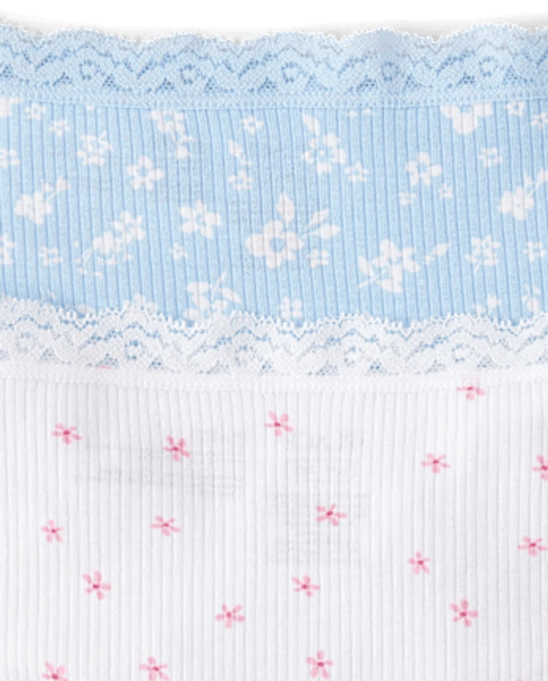 Girls Floral Ribbed Hipster Underwear 7-Pack
