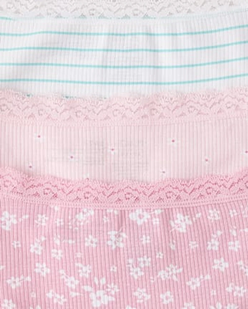 Girls Floral Ribbed Hipster Underwear 7-Pack
