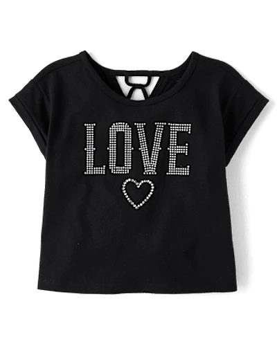 Girls Glitter Rhinestone Love Top