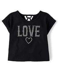 Girls Glitter Rhinestone Love Top