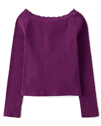 Girls Ribbed Off Shoulder Top