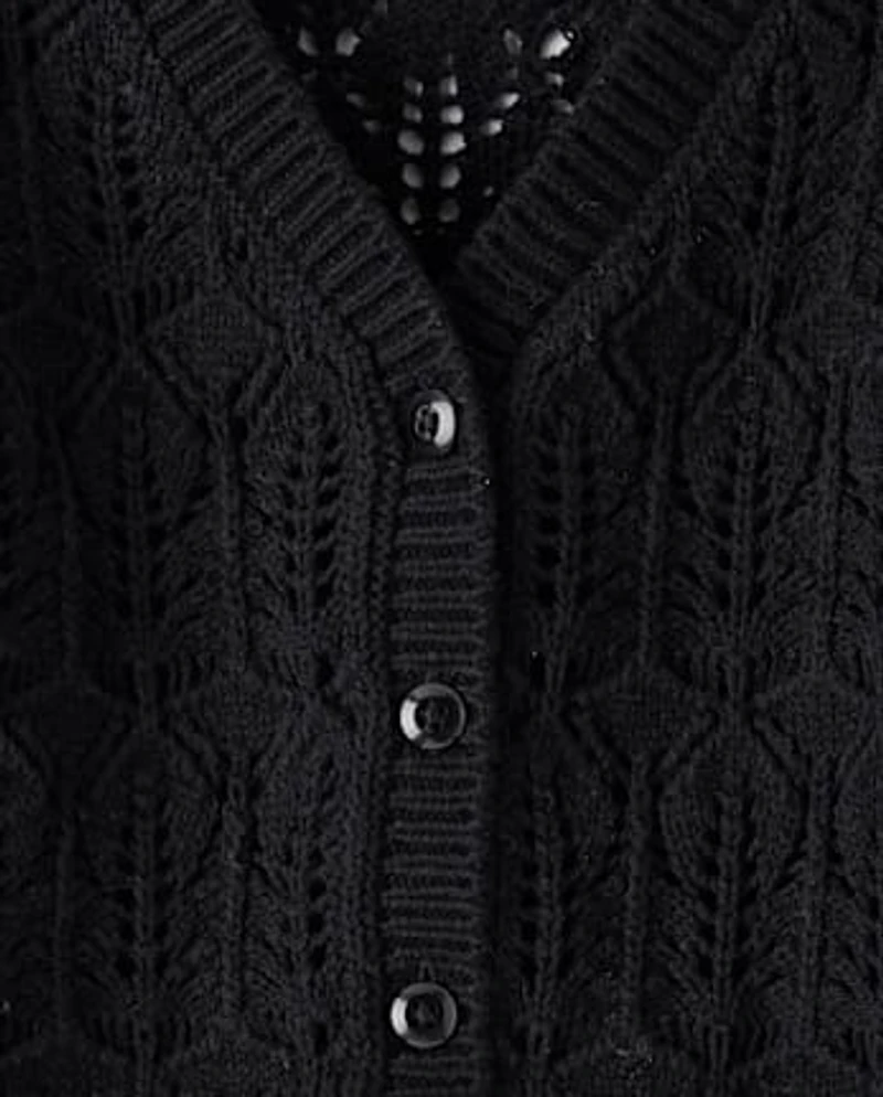 Girls Pointelle Cardigan