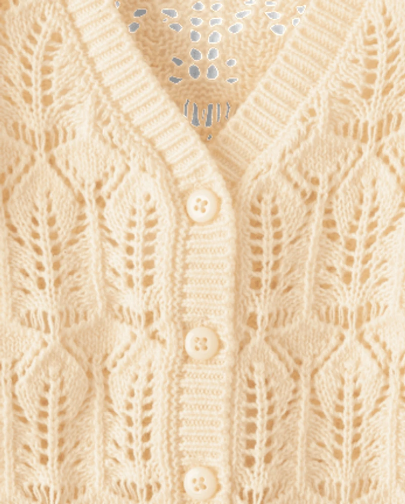Girls Pointelle Cardigan