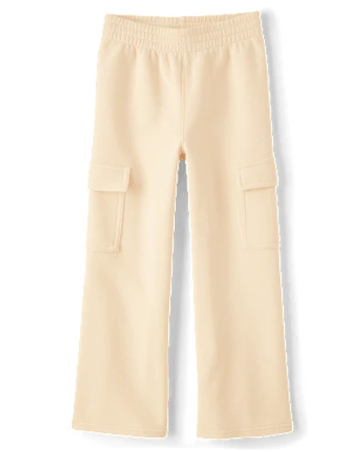 Girls Premium Fleece Wide Leg Cargo Pants