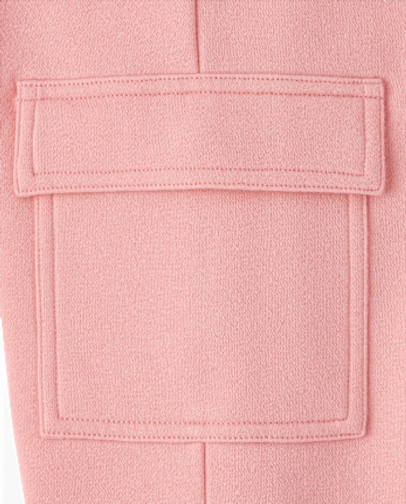 Girls Premium Fleece Wide Leg Cargo Pants