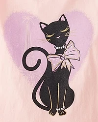 Girls Ribbon Cat Graphic Tee