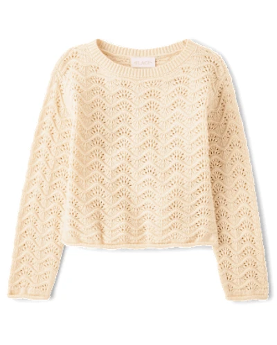 Girls Scalloped Pointelle Sweater