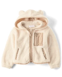 Toddler Girls Heavyweight Sherpa Zip Up Jacket