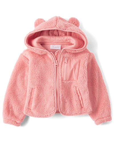 Toddler Girls Heavyweight Sherpa Zip Up Jacket