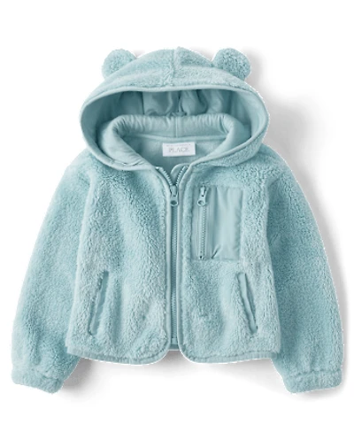Toddler Girls Heavyweight Sherpa Zip Up Jacket