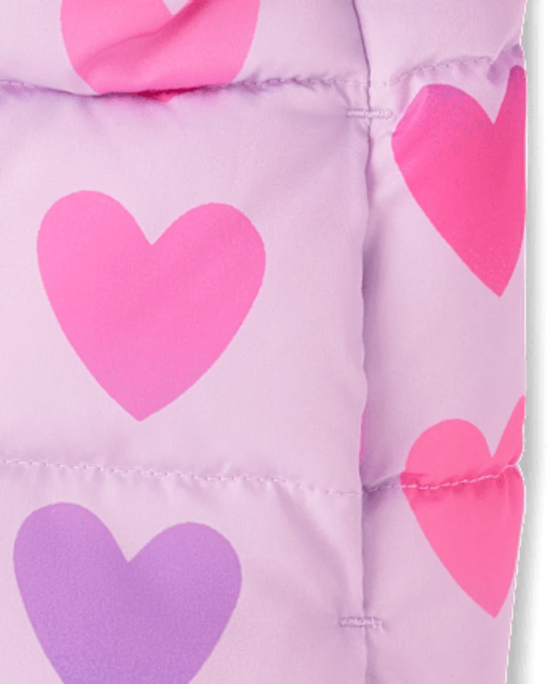 Toddler Girls Print Hooded Puffer Jacket