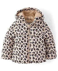 Toddler Girls Print Hooded Puffer Jacket