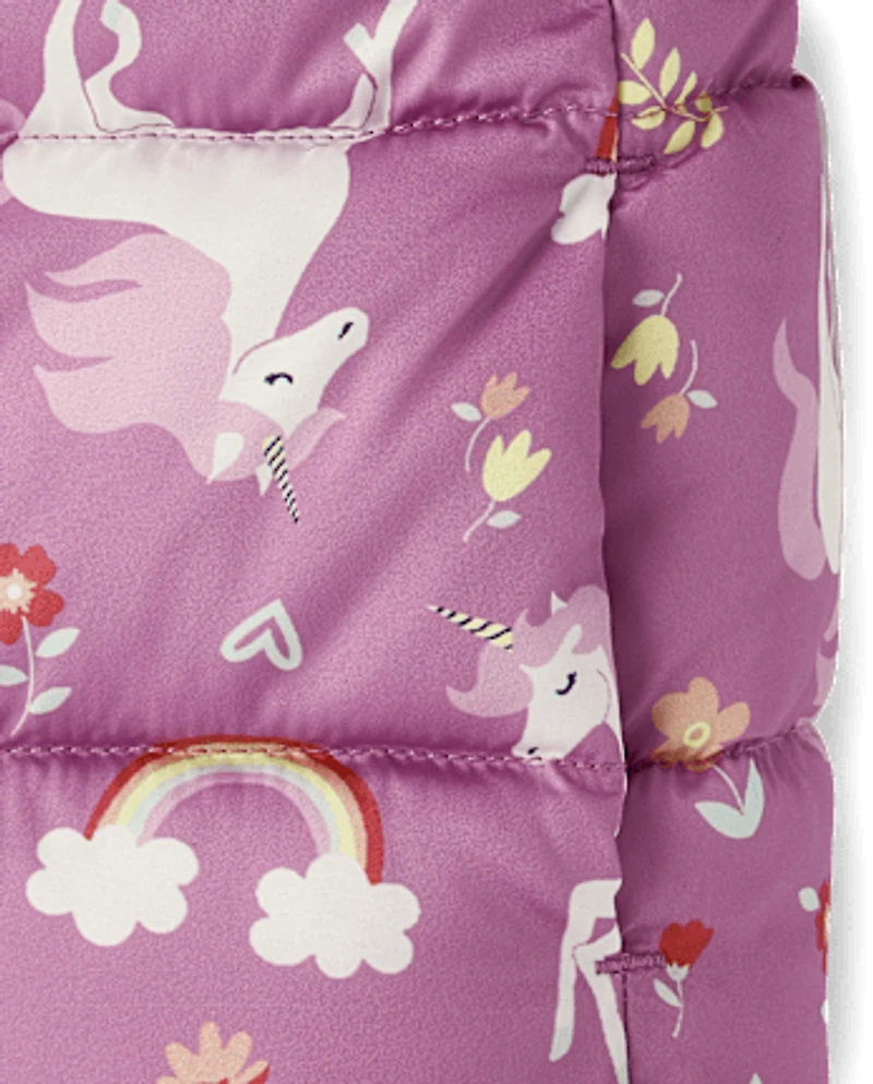 Toddler Girls Print Hooded Puffer Jacket
