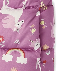 Toddler Girls Print Hooded Puffer Jacket