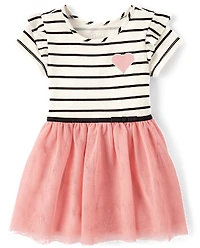 Baby And Toddler Girls Striped Heart Tutu Dress