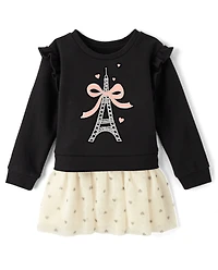 Baby And Toddler Girls Glitter Paris Sweatshirt Dress