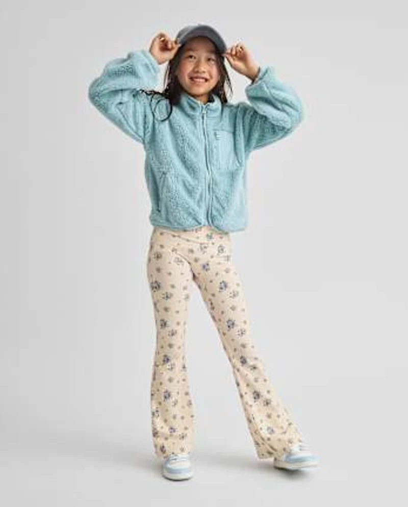 Girls Print High Rise Flare Leggings