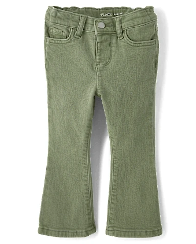 Toddler Girls Garment Dyed High Rise Flare Jeans