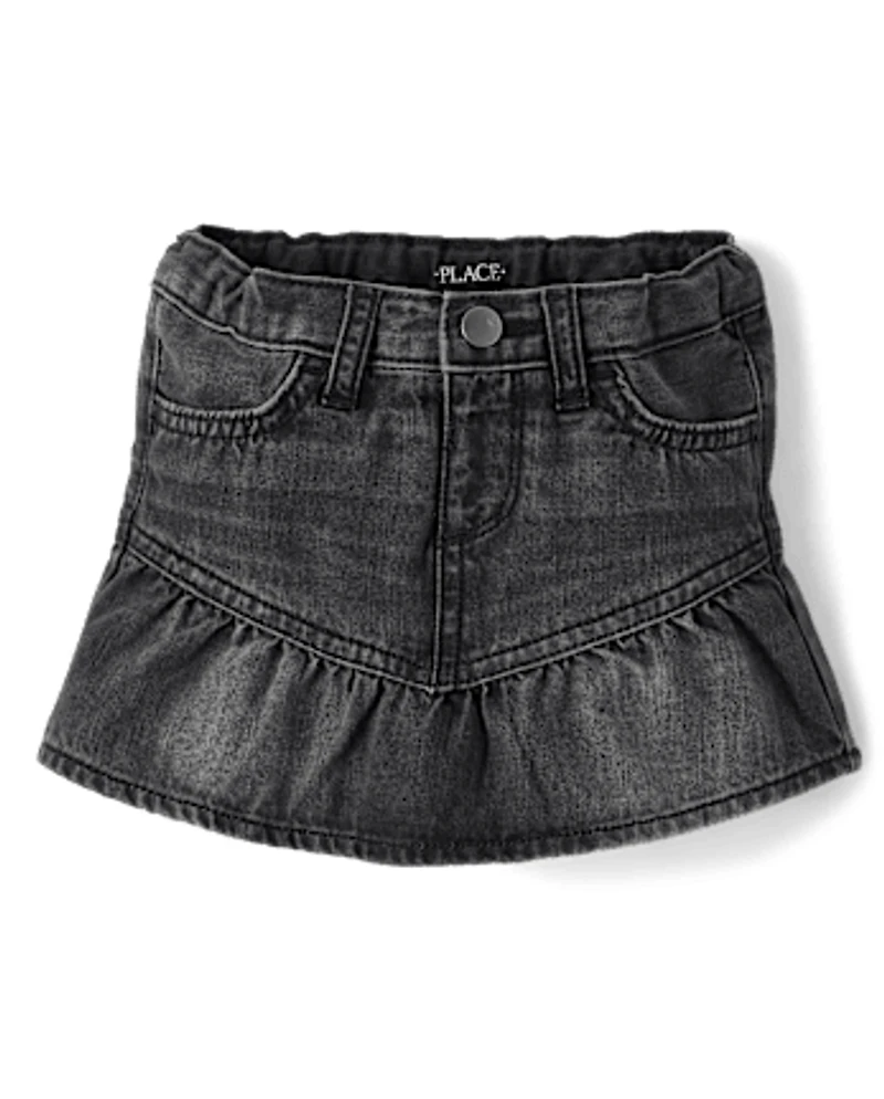 Toddler Girls Denim Ruffle Skort