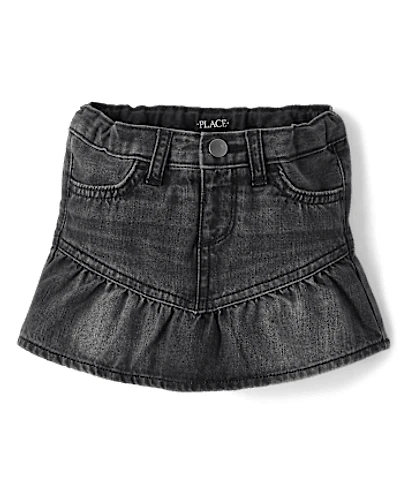 Toddler Girls Denim Ruffle Skort