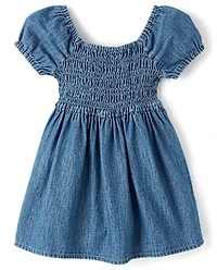 Baby And Toddler Girls Chambray Smocked Dress