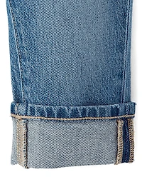 Toddler Girls Ripped Roll Cuff Straight Jeans
