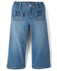 Toddler Girls Bow Wide Leg Jeans