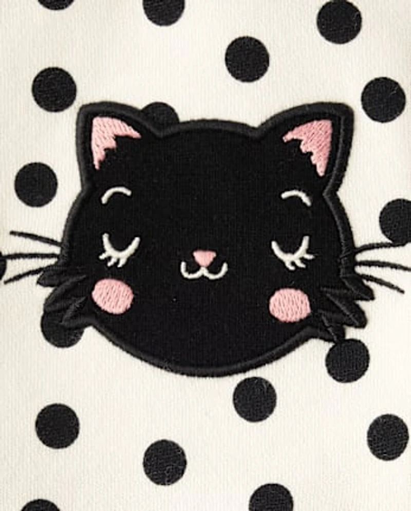 Toddler Girls Applique Cat 2-Piece Outfit Set