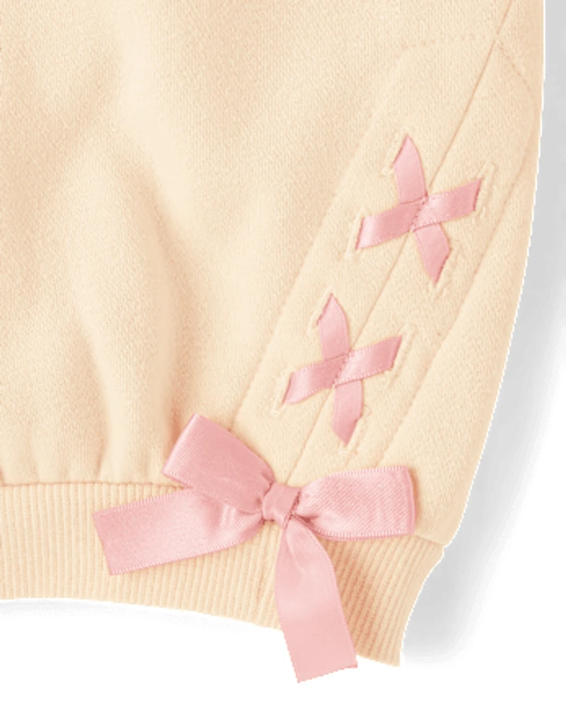 Toddler Girls Lace Up Premium Fleece Sweatshirt