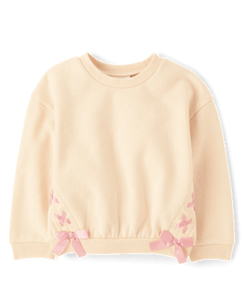 Toddler Girls Lace Up Premium Fleece Sweatshirt