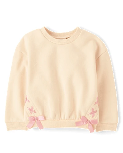 Toddler Girls Lace Up Premium Fleece Sweatshirt