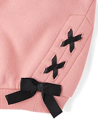 Toddler Girls Lace Up Premium Fleece Sweatshirt